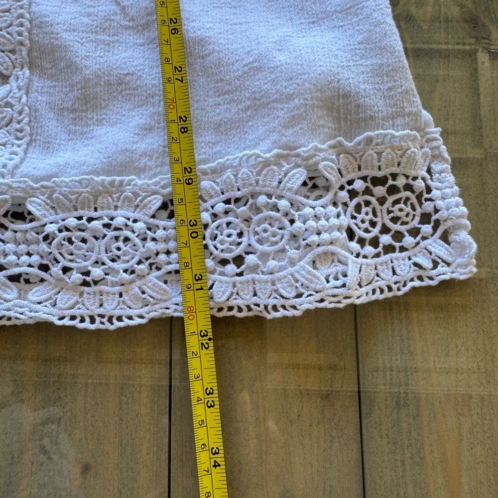 La Blanca White Crochet Trim Tunic Coverup Size L Resort Beach - Picture 7 of 10